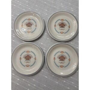 Vintage Newcor 1989 Stoneware 4 Salad Plates 7007 Home Sweet Home